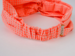 crossed headband neon orange gingham