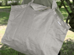 Tote bag with a zip golden linen
