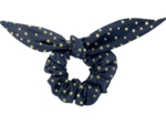Bunny ear Scrunchie navy gold star