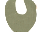 bandana bib almond green with golden dots gauze