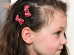 Small bows hair clips ladybird gingham