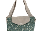 Tote bag with a zip fleuri kaki