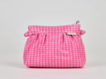 Mini Pleated clutch bag neon pink gingham