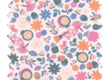 Cotton fabric ex2308 hoopoe with pink flowers