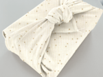 Furoshiki medium 48x48 gaze pois or écru