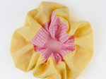 Large Two-Tone Scrunchie vichy rose - oxford jaune