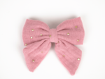 Bow tie hair slide gaze pois or rose thé