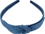 bow headband light denim