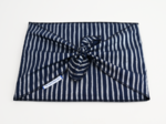 Fupochiki L (22 x 28 cm) striped silver dark blue