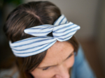 Wire headband retro striped blue gray glitter