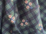 Cotton veil fabric tartan fleuri
