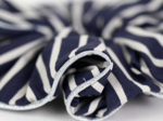 Large Piping Scrunchie striped  ivory navy