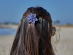 Star flower hairslide light denim