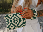 Tiny coton clutch bag jacquard vert