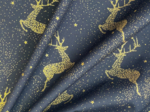 Cotton fabric ex2555 christmas starry reindeer gold navy