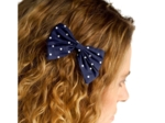 Bow tie hair slide navy blue spots