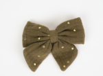 Bow tie hair slide gaze pois or kaki