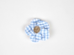 Mini Flower petal hair slide sky blue gingham