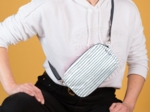 Belt bag striped blue gray glitter