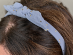 bow headband gaze pois or bleu baltique