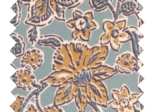 Coated fabric ex2400 ice blue and ocre indian flower