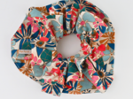 Maxi Double Scrunchie cerise en fleur