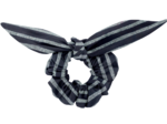 Bunny ear Scrunchie striped silver dark blue