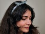 bow headband vichy noir