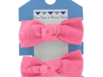 Small elastic bows glittery pink