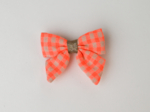 Mini bow tie clip neon orange gingham