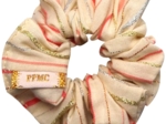 Small scrunchie silver pink striped