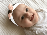 Jersey knit baby headband gaze pois or rose