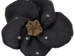 Flower petal hair slide small  gaze pois or noir