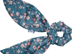 Short tail scrunchie fleuri nude ardoise