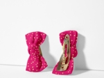Small bows hair clips fuchsia pailleté