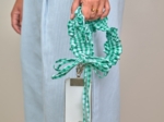 Ruffled phone strap green mint gingham