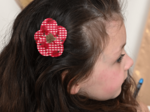 Flower petal hair slide small  ladybird gingham