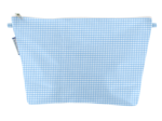 Cosmetic bag with flap sky blue gingham
