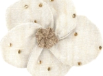 Flower petal hair slide small  gaze pois or écru