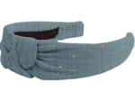 Large Crossed Headband gaze pois or bleu gris