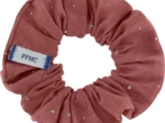 Small scrunchie gaze pois or rouille