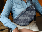 Banana bag striped silver dark blue