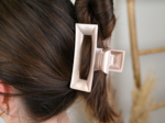 Large Rectangular Hair Clip glossy beige