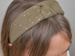 Large Crossed Headband gaze pois or kaki