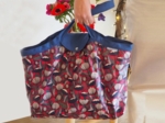 Tote bag with a zip fuchsia poppy