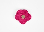 Flower petal hair slide small  fuchsia pailleté