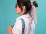 Long tail scrunchie gaze lurex rose