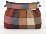 Pleated clutch bag ruby lurex tartan
