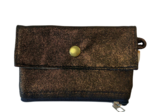 zipper pouch card purse suédine pailletée or