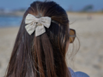Bow tie hair slide  glitter linen